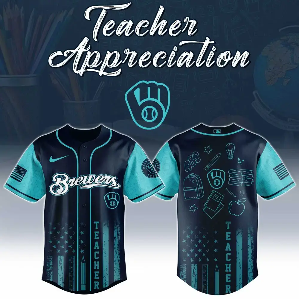Celebrate Teachers: Custom Brewers Baseball Jersey – Perfect Gift For Teacher Appreciation! Image