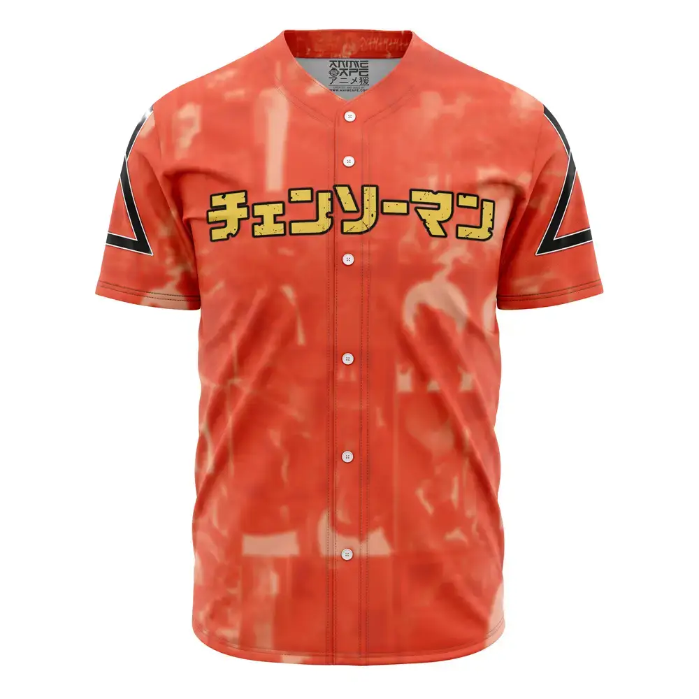 Chainsaw Man Anime Baseball Jersey - Bold Red Graphic Shirt For Fans Image