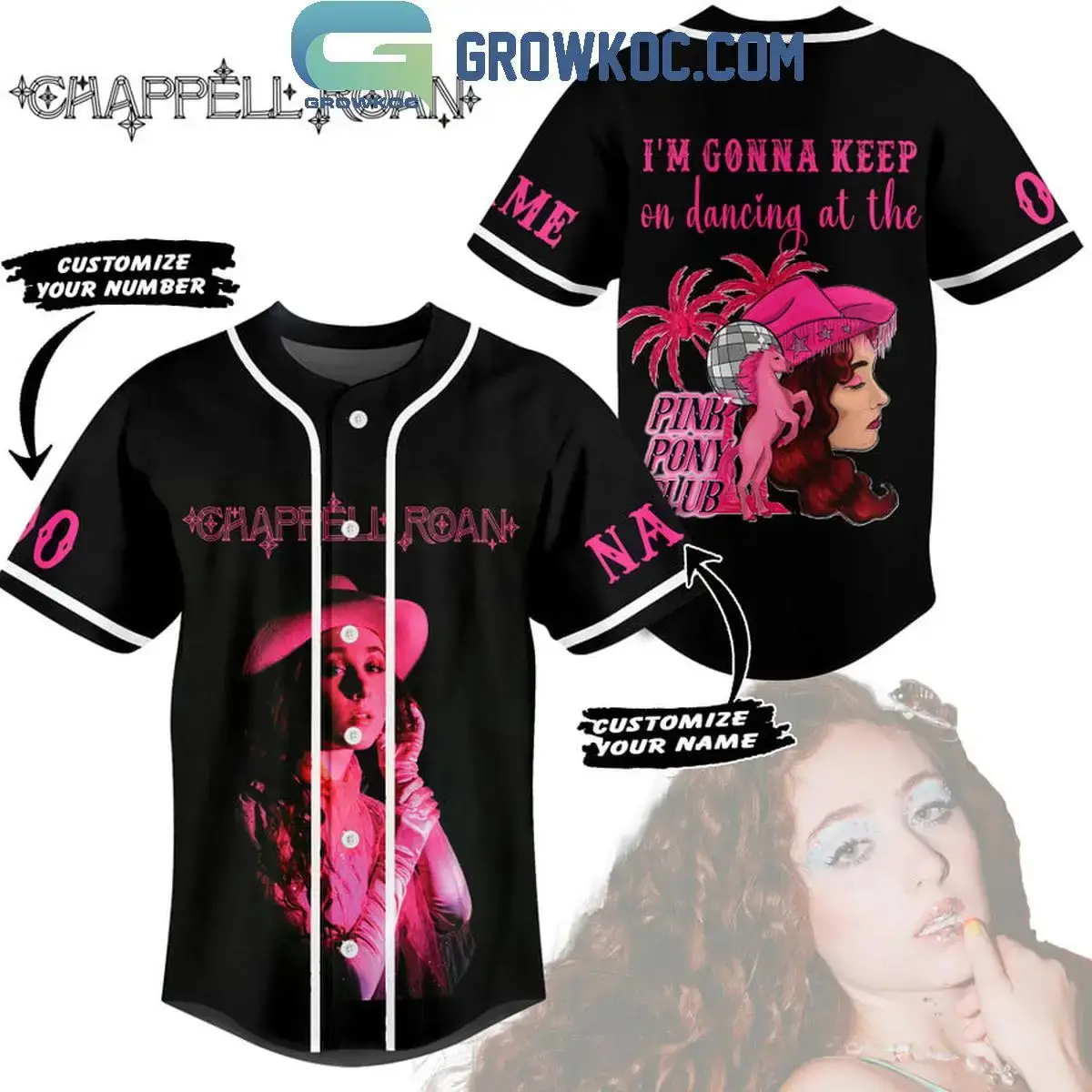 Chappell Roan Keep Dancing At The Pink Pony Club Personalized Baseball Jersey Image