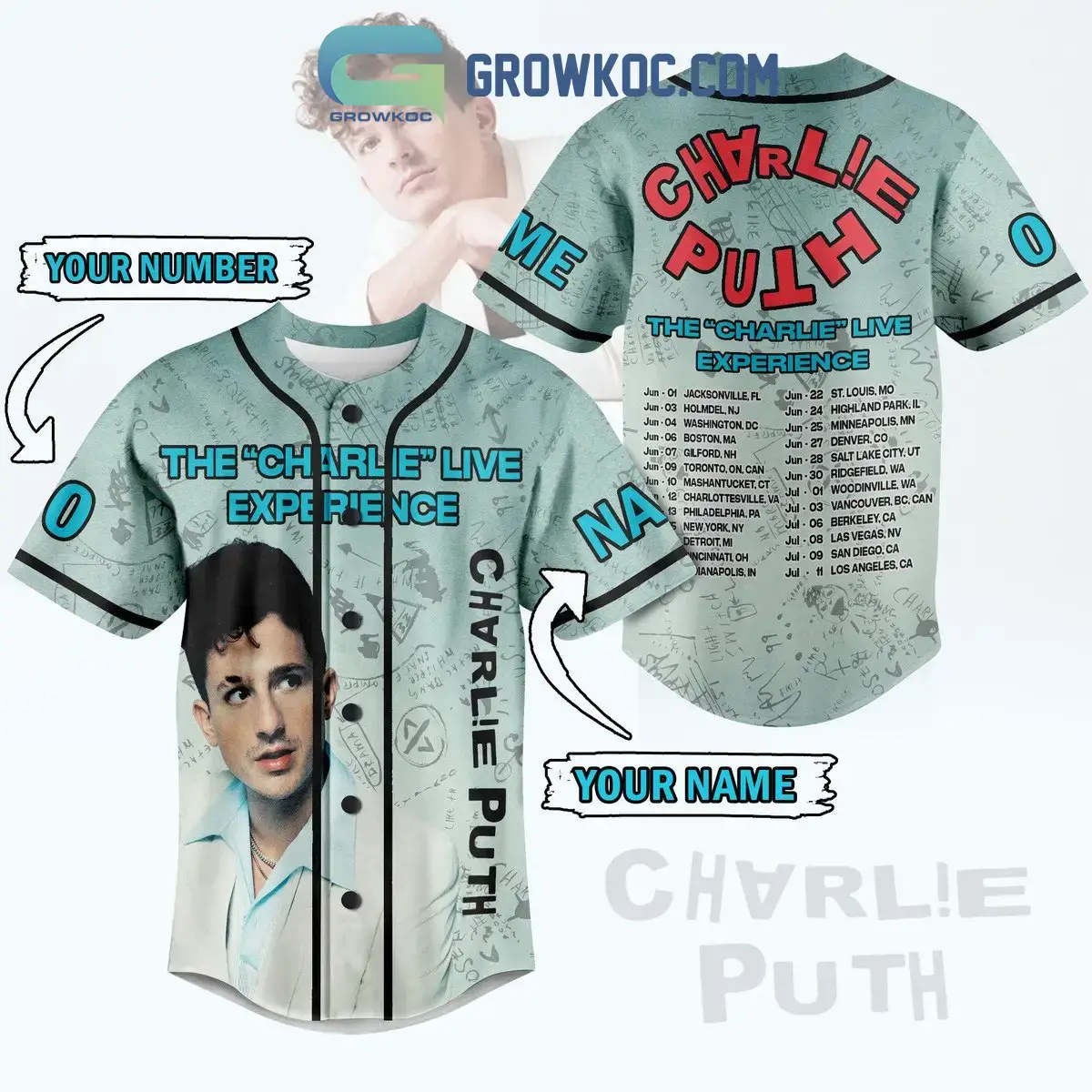 Charlie Puth The Charlie Live Experience Baseball Jersey Image
