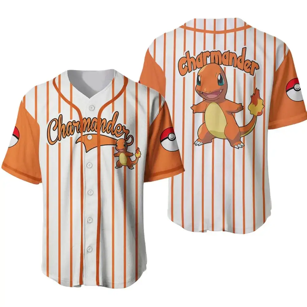 Charmander Baseball Jersey - Stylish Pokémon Fan Apparel - Unisex Sizes Available Image