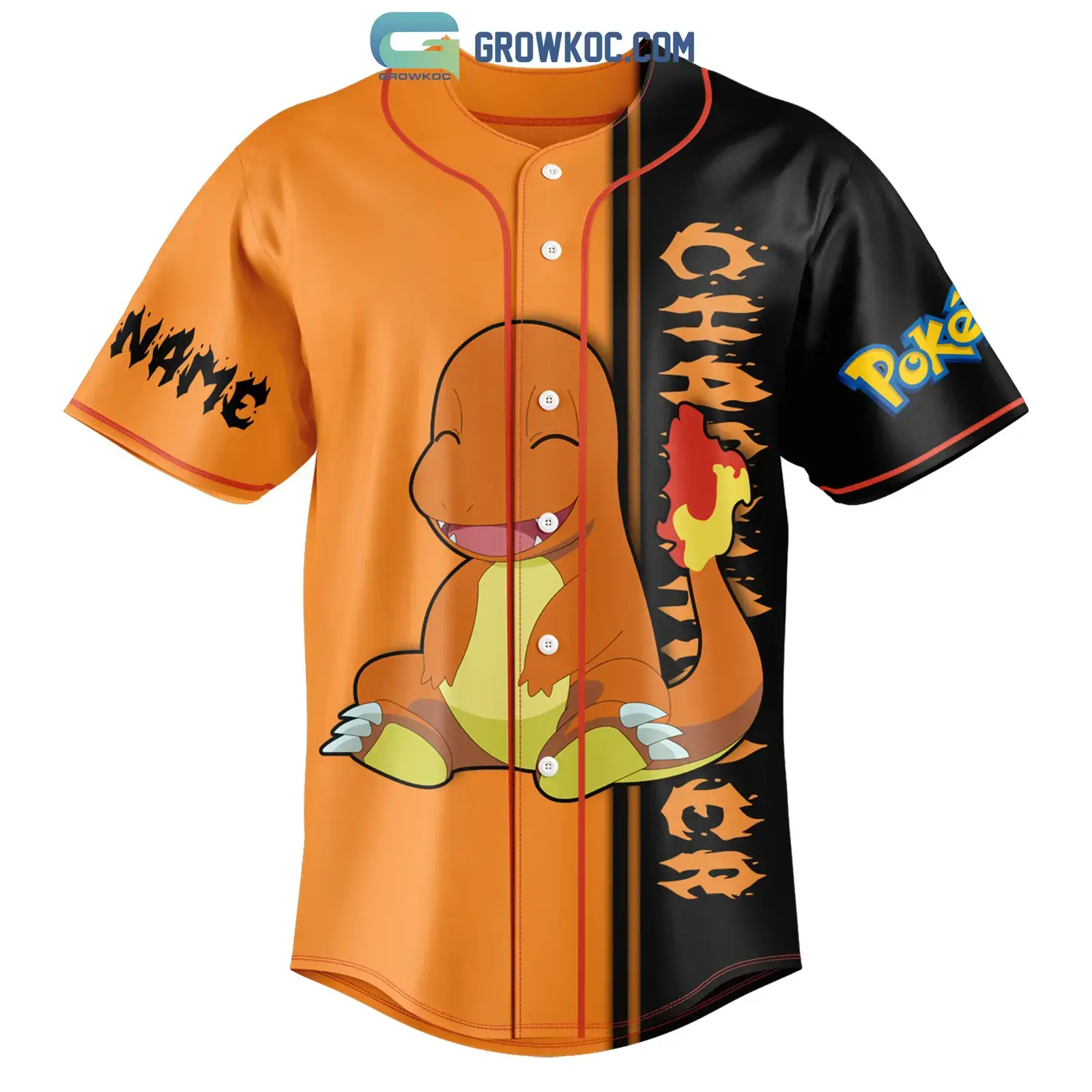Charmander Pokemon Cartoon Movies Personalized Baseball Jersey Image