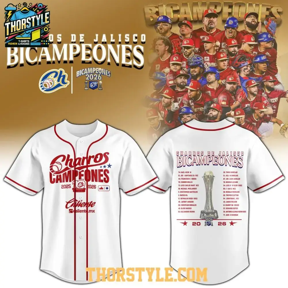 Charros De Jalisco Celebrate Glory 2026 Bicampeones Personalized Baseball Jersey Image
