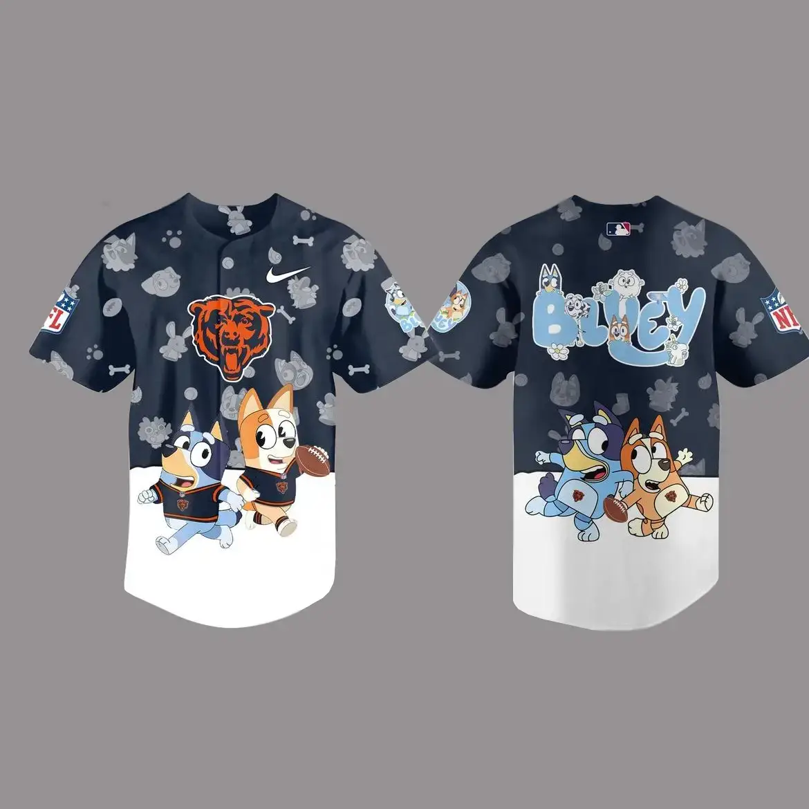 Chicago Bears Bluey And Christmas Day Celebrate 2025 Baseball Jersey Image