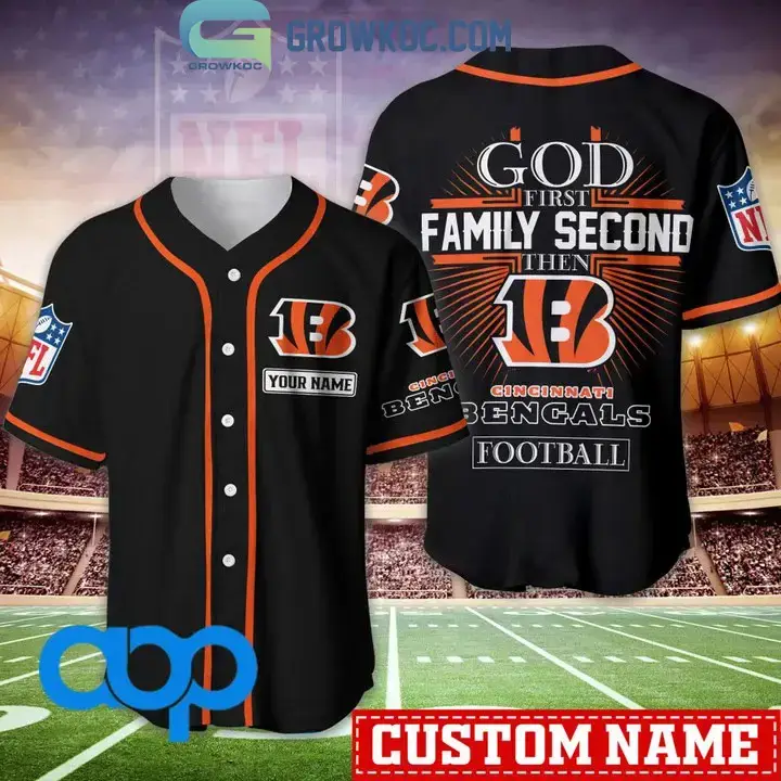 Chicago Bears NFL Personalized God First Family Second Baseball Jersey Image