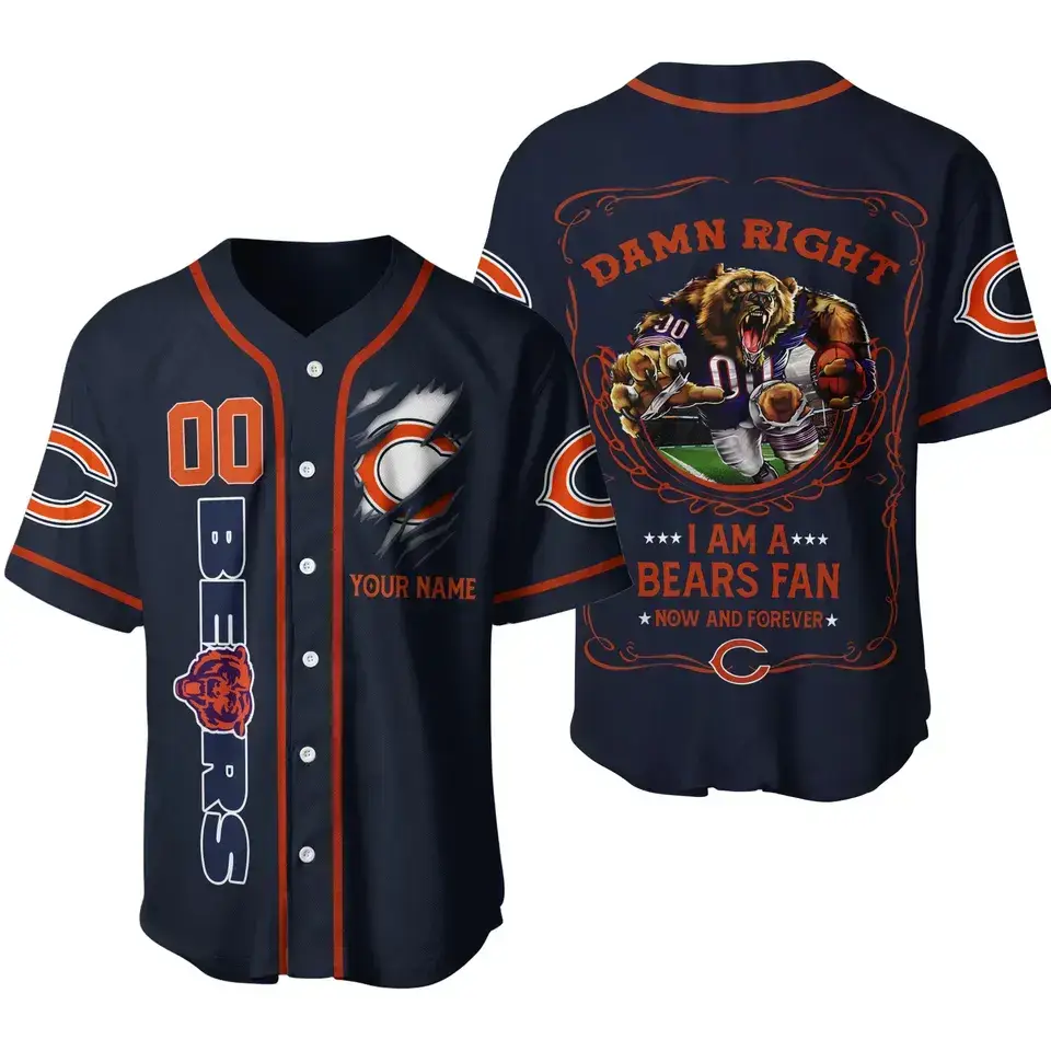 Chicago Bears Personalized Baseball Jersey Image
