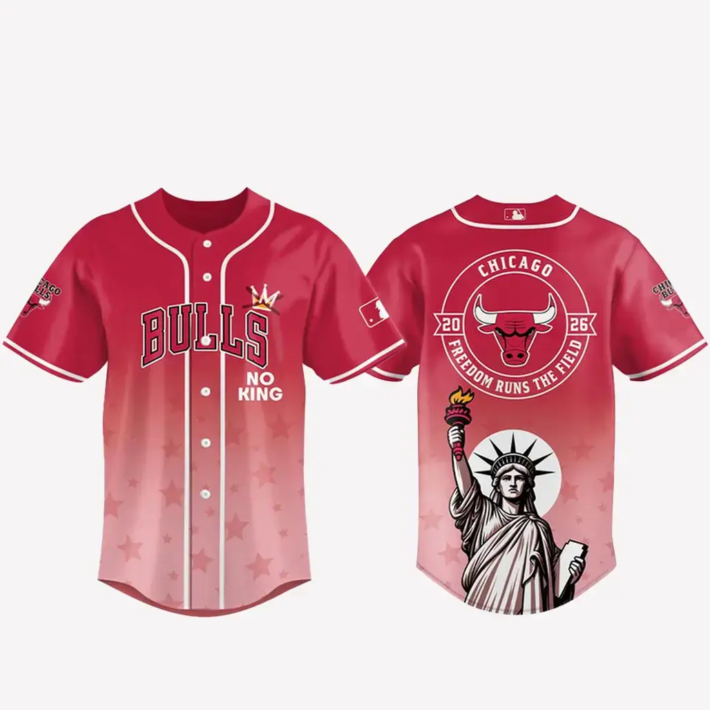 Chicago Bulls 2026 No Kings Freedom Runs The Field Baseball Jersey Image