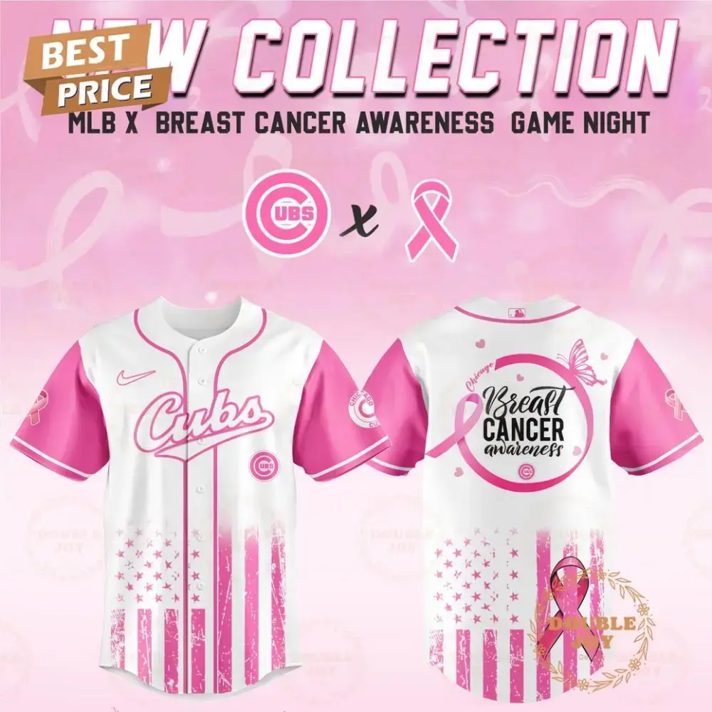 Chicago Cubs 2025 Breast Cancer Awareness Game Night Special Edition Baseball Jersey Image