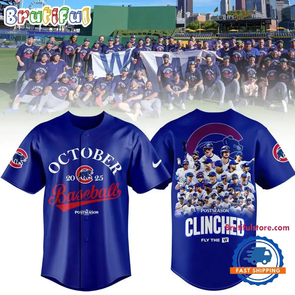 Chicago Cubs 2025 Postseason Team Graphic Baseball Jersey Image