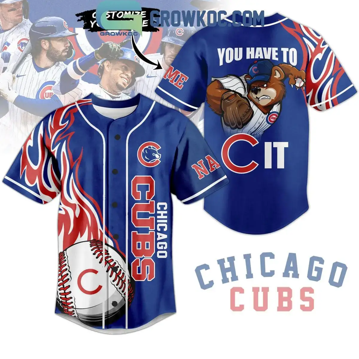 Chicago Cubs Flames You Have To C It Personalized Baseball Jersey Image