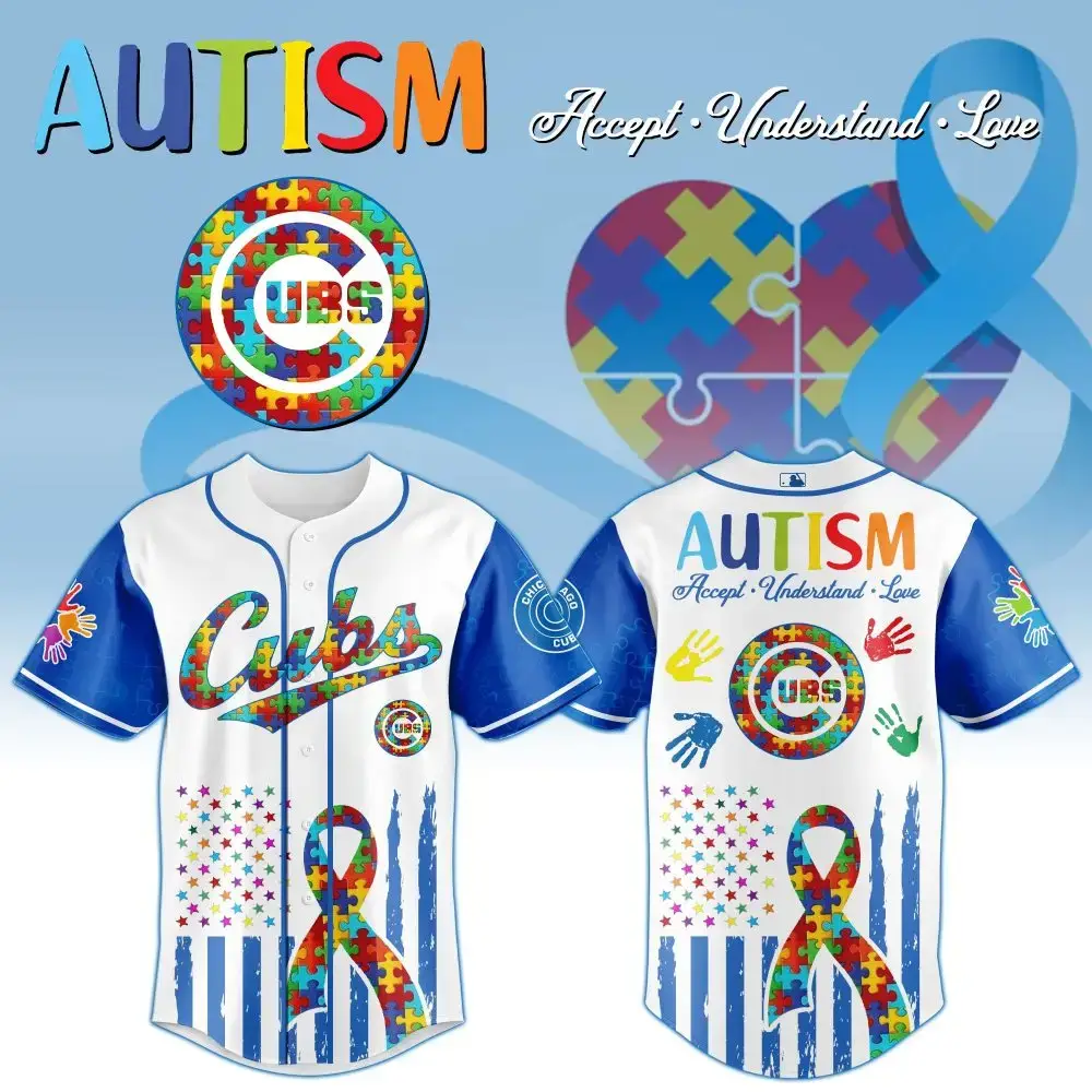 Chicago Cubs Mlb X Autism Awareness Month Baseball Jersey Image
