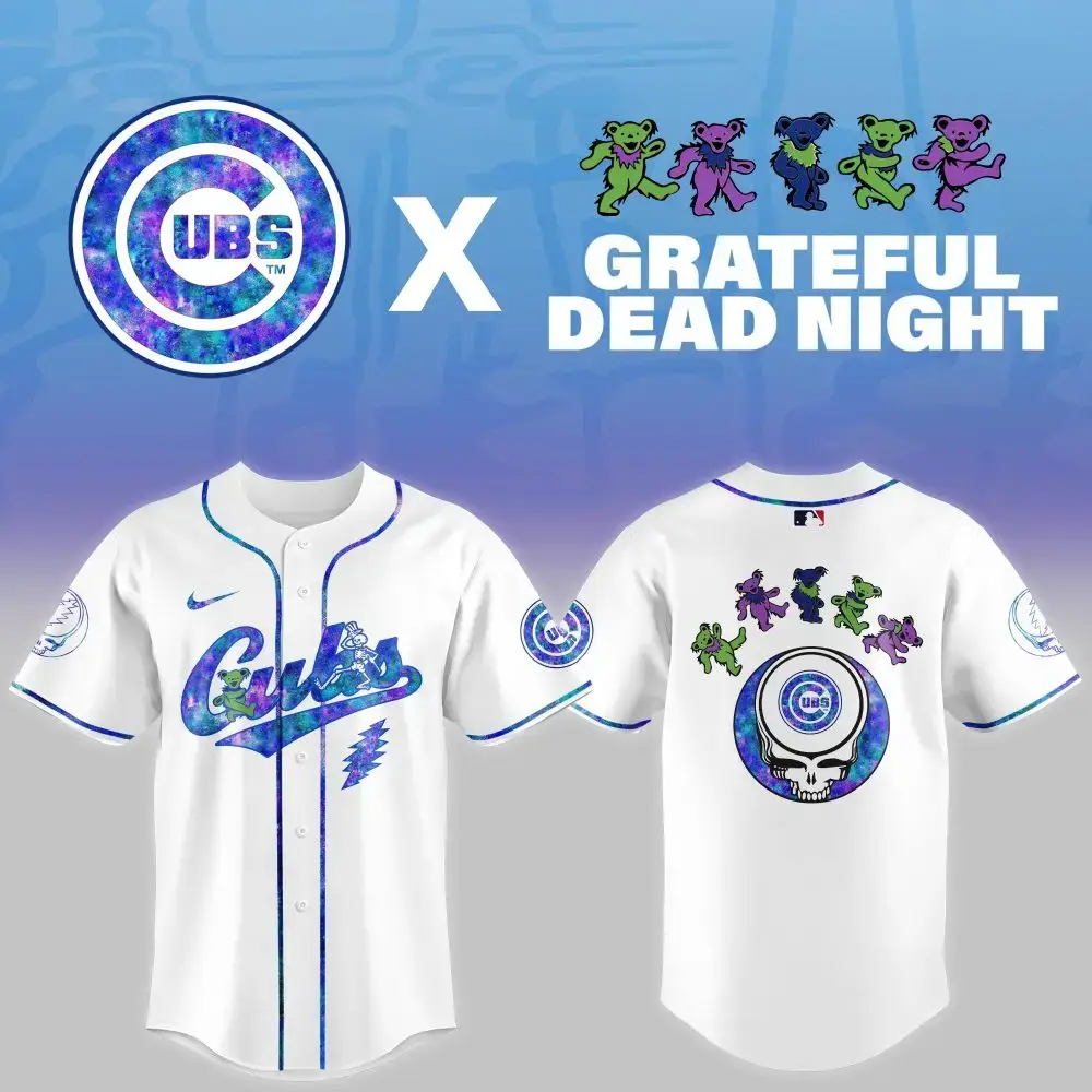 Chicago Cubs Mlb X Grateful Dead Theme Night Game Baseball Jersey Image