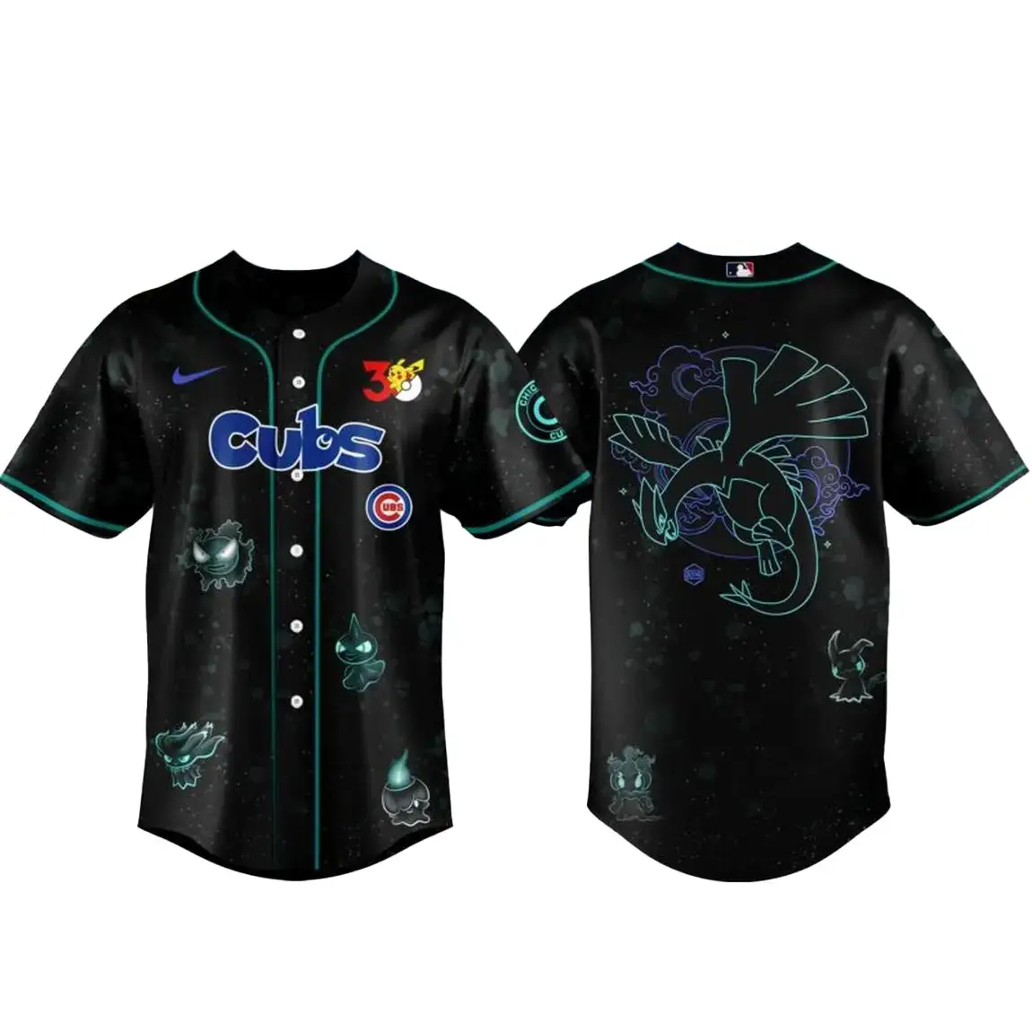 Chicago Cubs Pokemon 30th Anniversary 1996-2026 Baseball Jersey Image