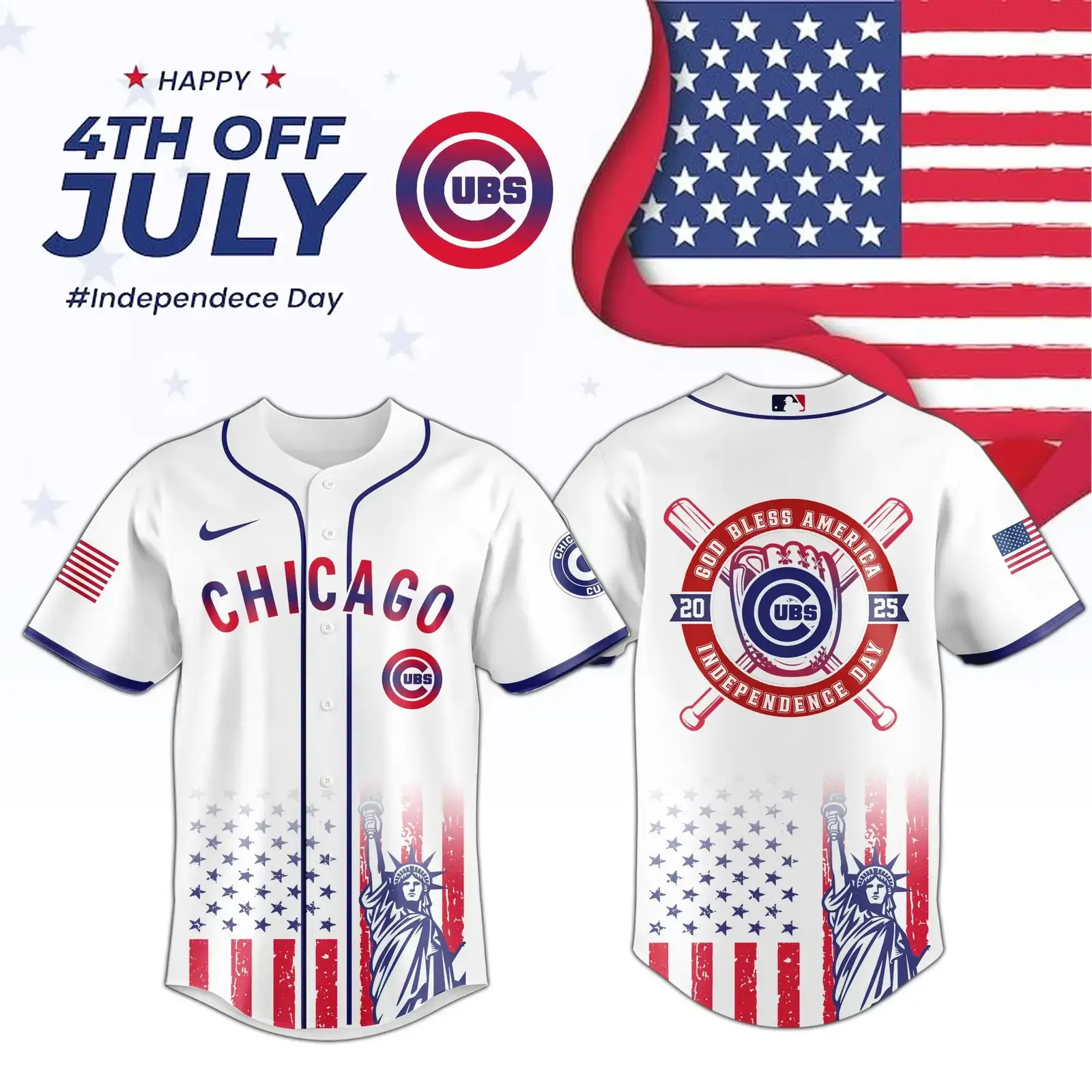 Chicago Cubs Special Independence Day 2025 Edition Jersey Chicago Cubs Merch Image