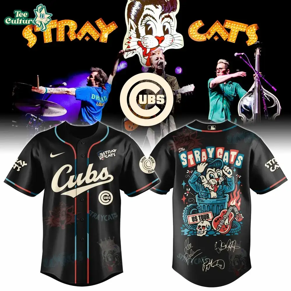 Chicago Cubs Stray Cats 2026 US Tour Inspired Baseball Jersey Image