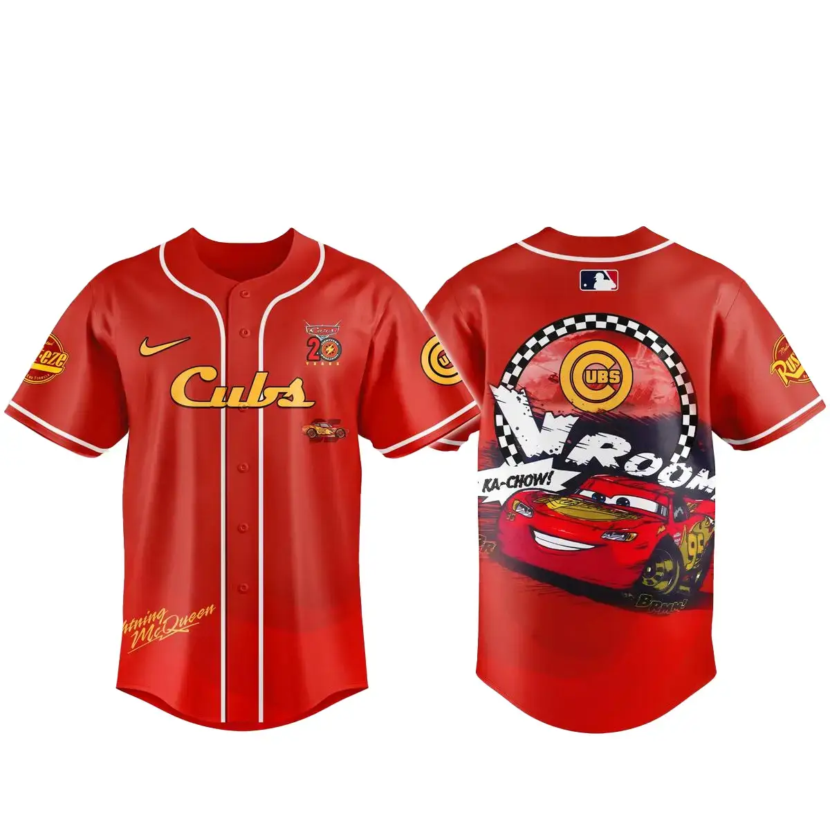 Chicago Cubs x Cars Lightning McQueen 20th Anniversary Baseball Jersey Image