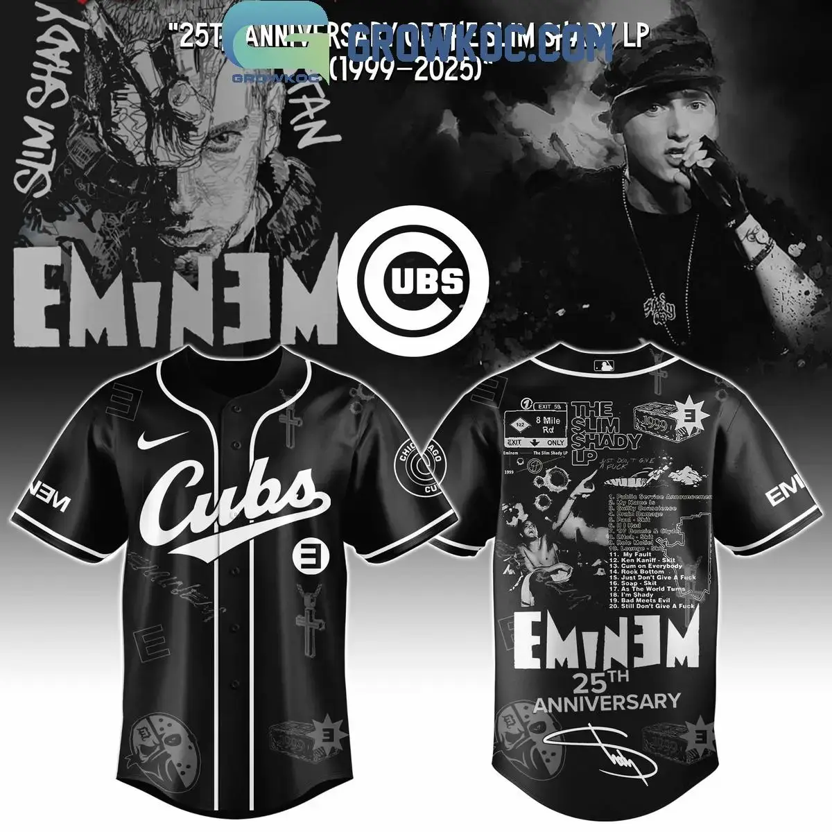 Chicago Cubs x Eminem 25th Anniversary Of The Slim Shady LP 2025 Jersey Image