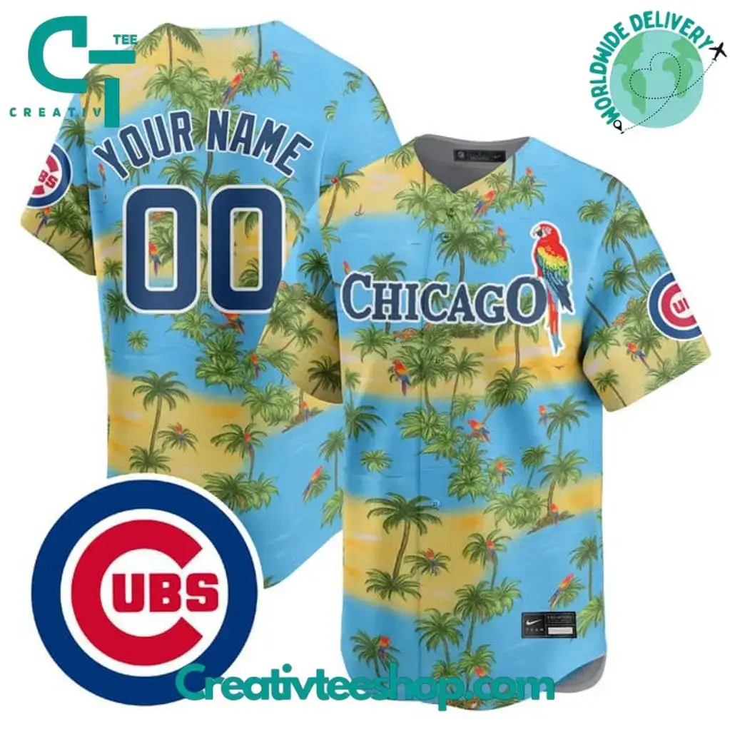 Chicago Cubs X Margaritaville Custom Baseball Jersey Image