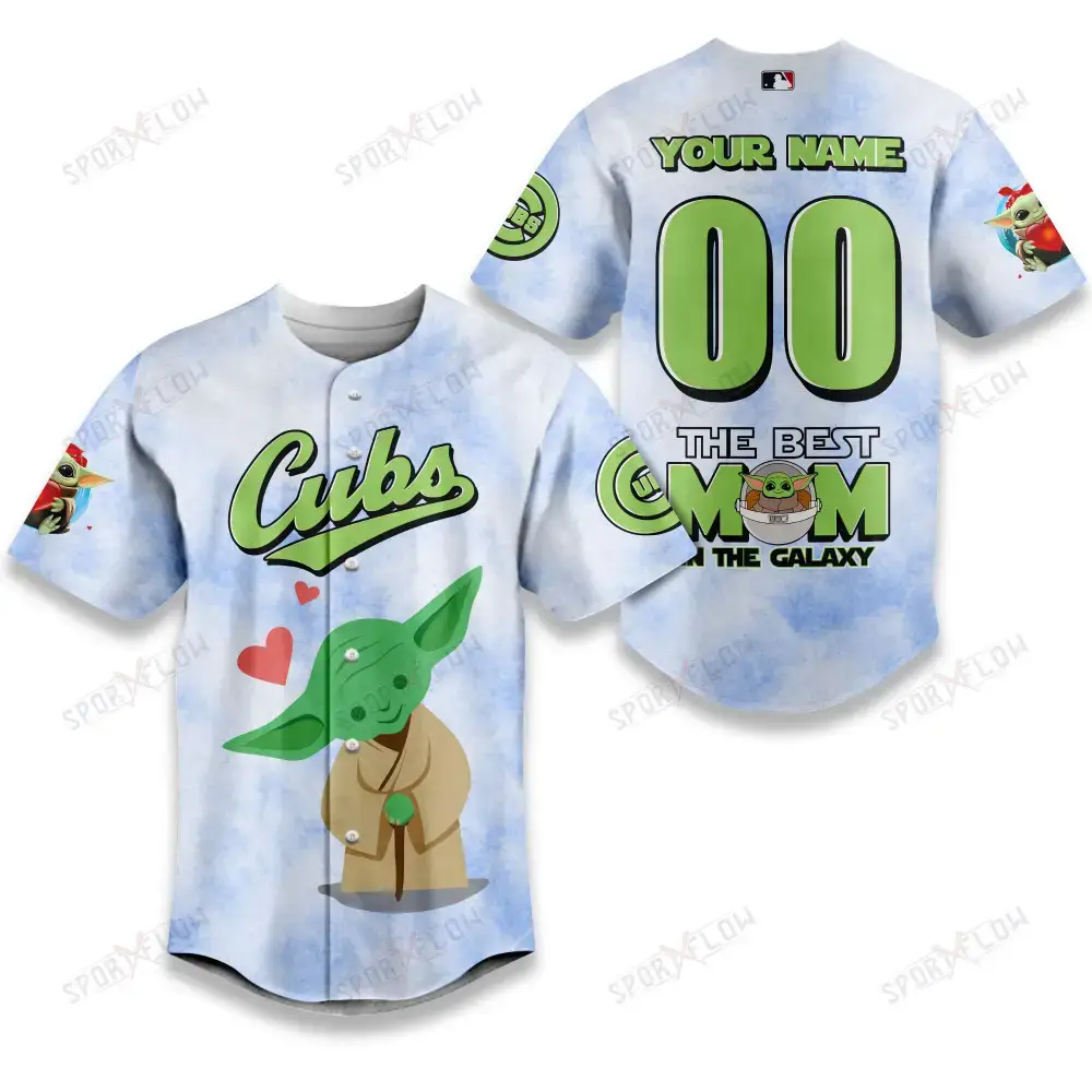 Chicago Cubs X Star Wars Yoda Best Mom Custom Baseball Jersey Image