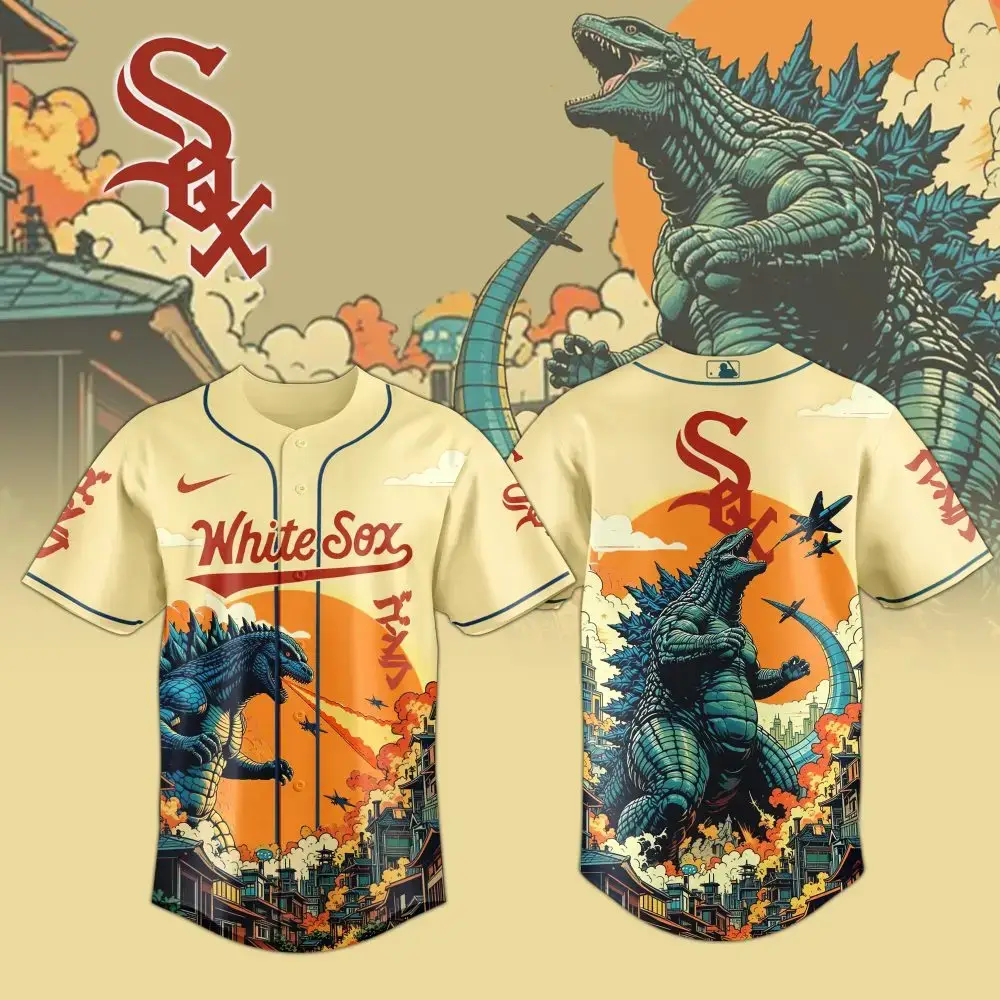 Chicago White Sox Mlb X Godzilla Attack Baseball Jersey Image