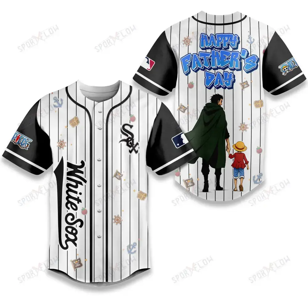 Chicago White Sox X One Piece Dragon & Luffy Dad Baseball Jersey Image