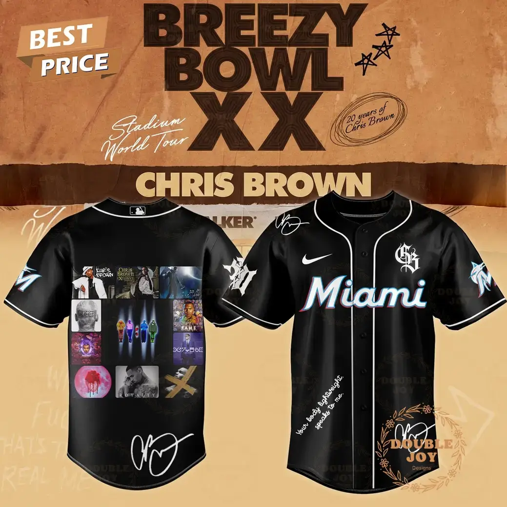Chris Brown x Los Angeles Dodgers Breezy Bowl XX Tour 2025 Miami Limited Edition Baseball Jersey Image