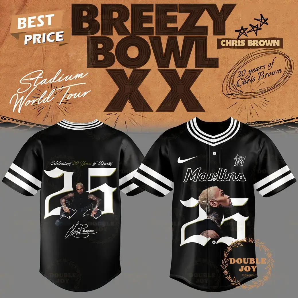 Chris Brown x Miami Marlins Breezy Bowl XX 25 Baseball Jersey Image