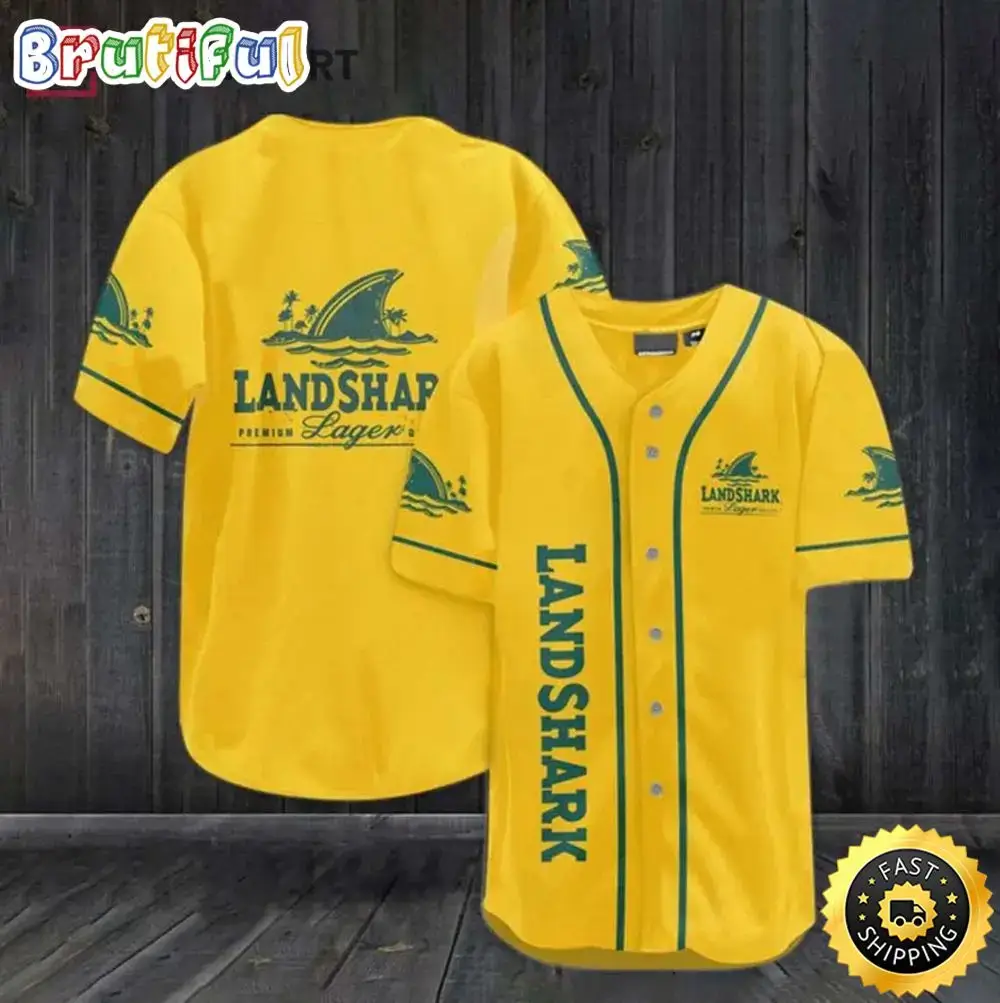 Christmas Gift Lover Beer Yellow Landshark Lager Baseball Jersey Image