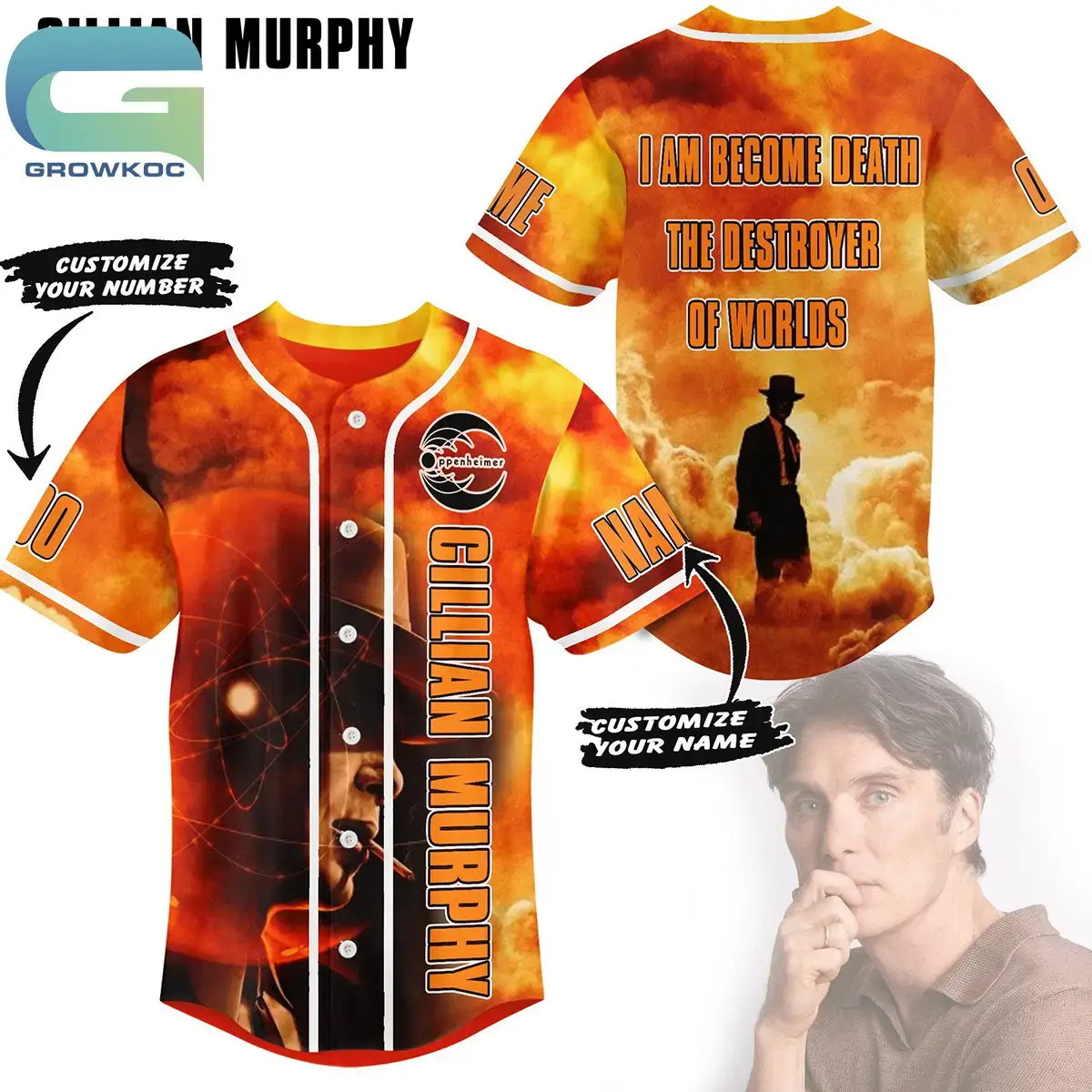 Cillian Murphy Oppenheimer I Am Become Death Personalized Baseball Jersey Image