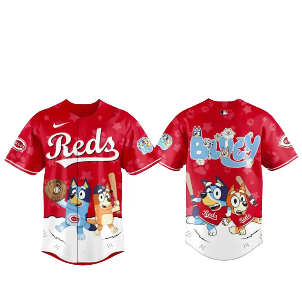 Cincinnati Reds Bluey Night Game Baseball Jersey Image
