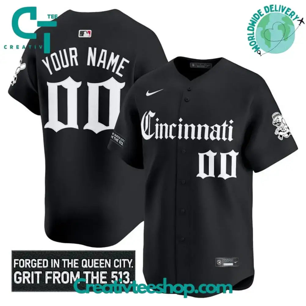 Cincinnati Reds 'Gothic Queen City Edition' Personalized Baseball Jersey Image