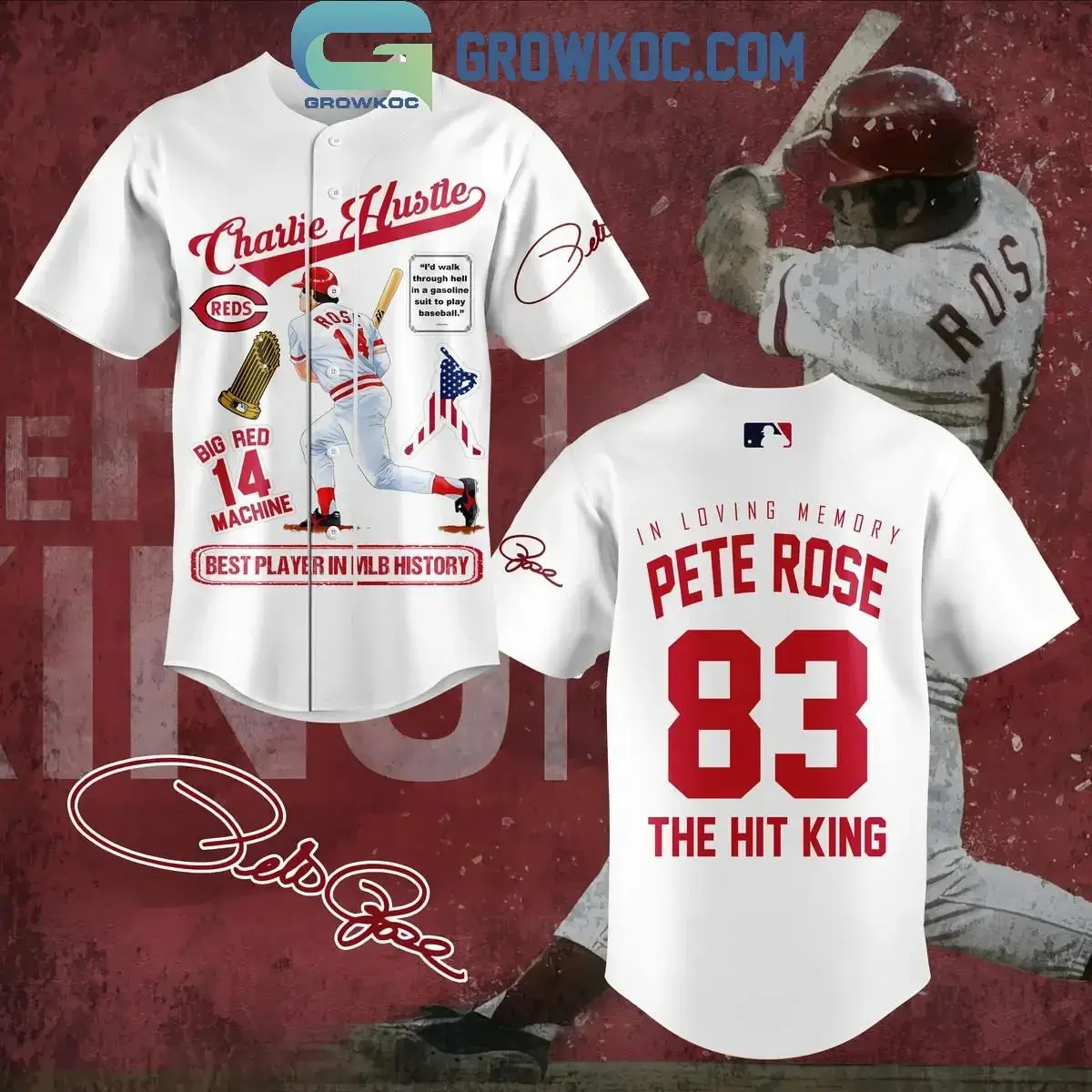 Cincinnati Reds In Loving Memory Pete Rose The Hit King 1941-2024 Baseball Jersey Image
