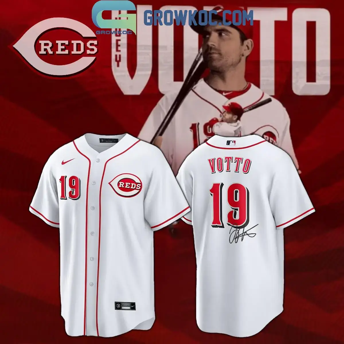 Cincinnati Reds Joey Votto 2024 Forever Number 19 Thank You Baseball Jersey Image