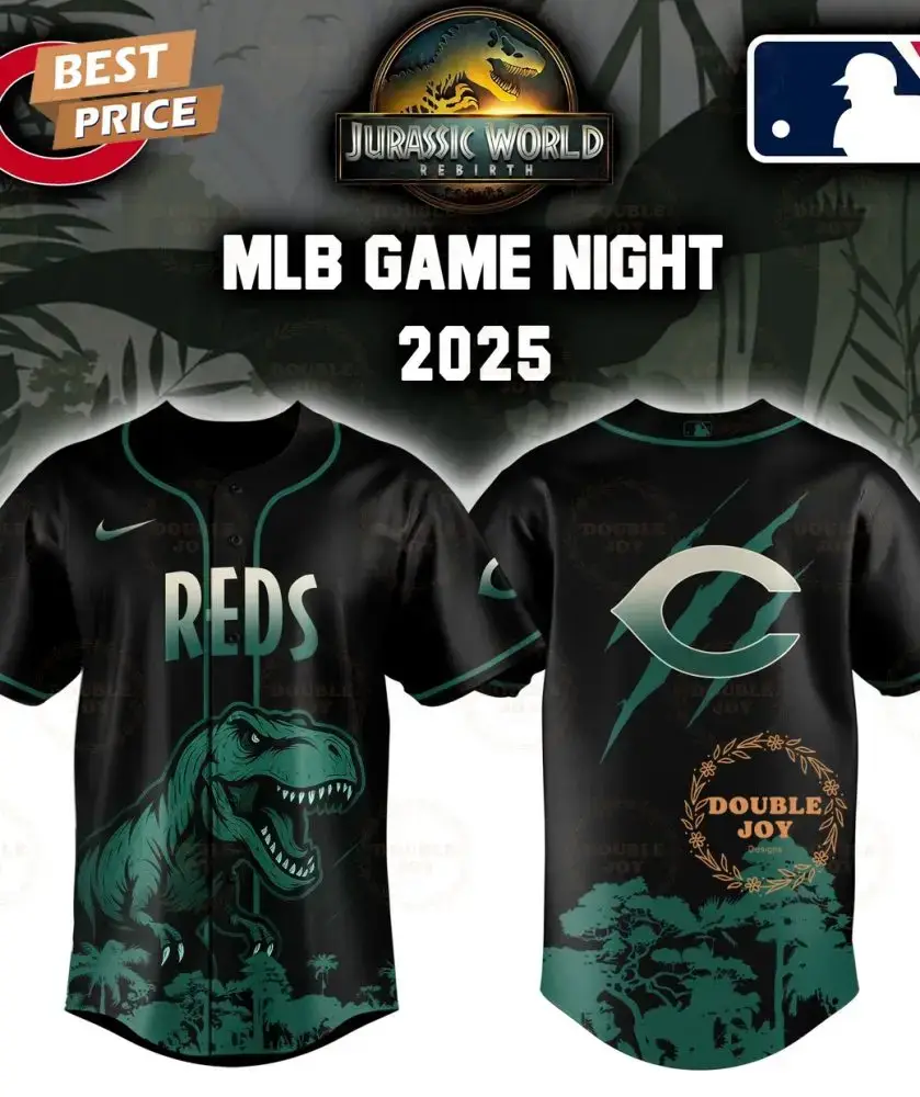Cincinnati Reds Jurassic World Rebirth Game Night 2025 Special Edition Baseball Jersey Image