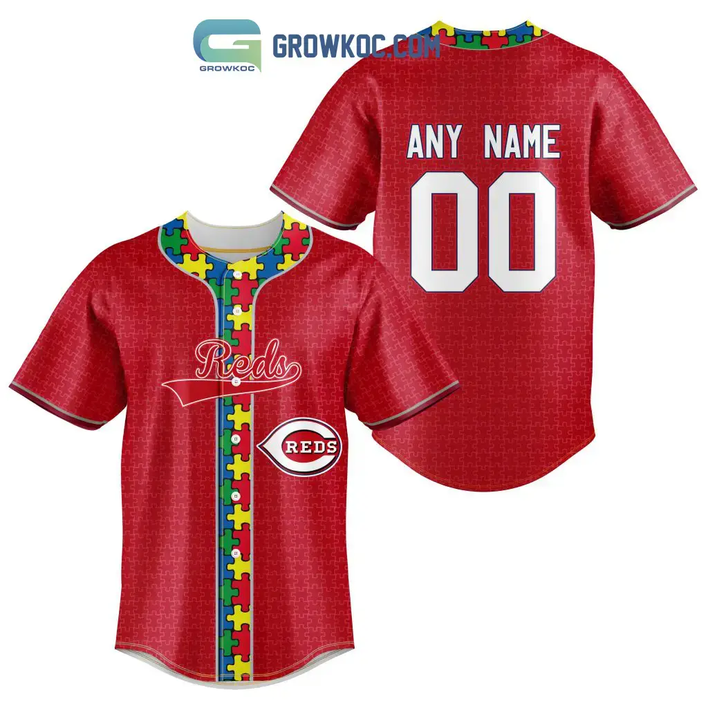 Cincinnati Reds MLB Fearless Against Autism Personalized Baseball Jersey Image