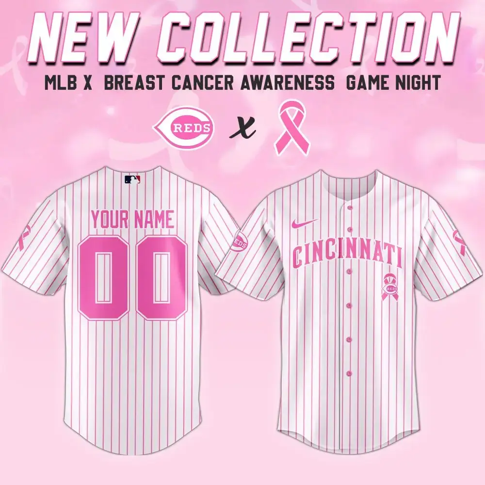Cincinnati Reds Mlb X Breast Cancer Awareness Month United In Pink Baseball Jersey Image