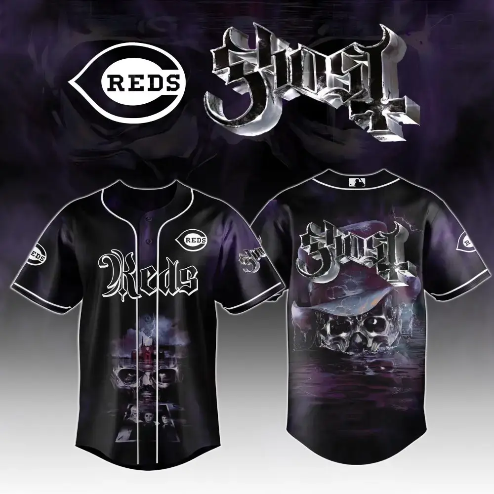 Cincinnati Reds Mlb X Ghost Night Show Baseball Jersey Image