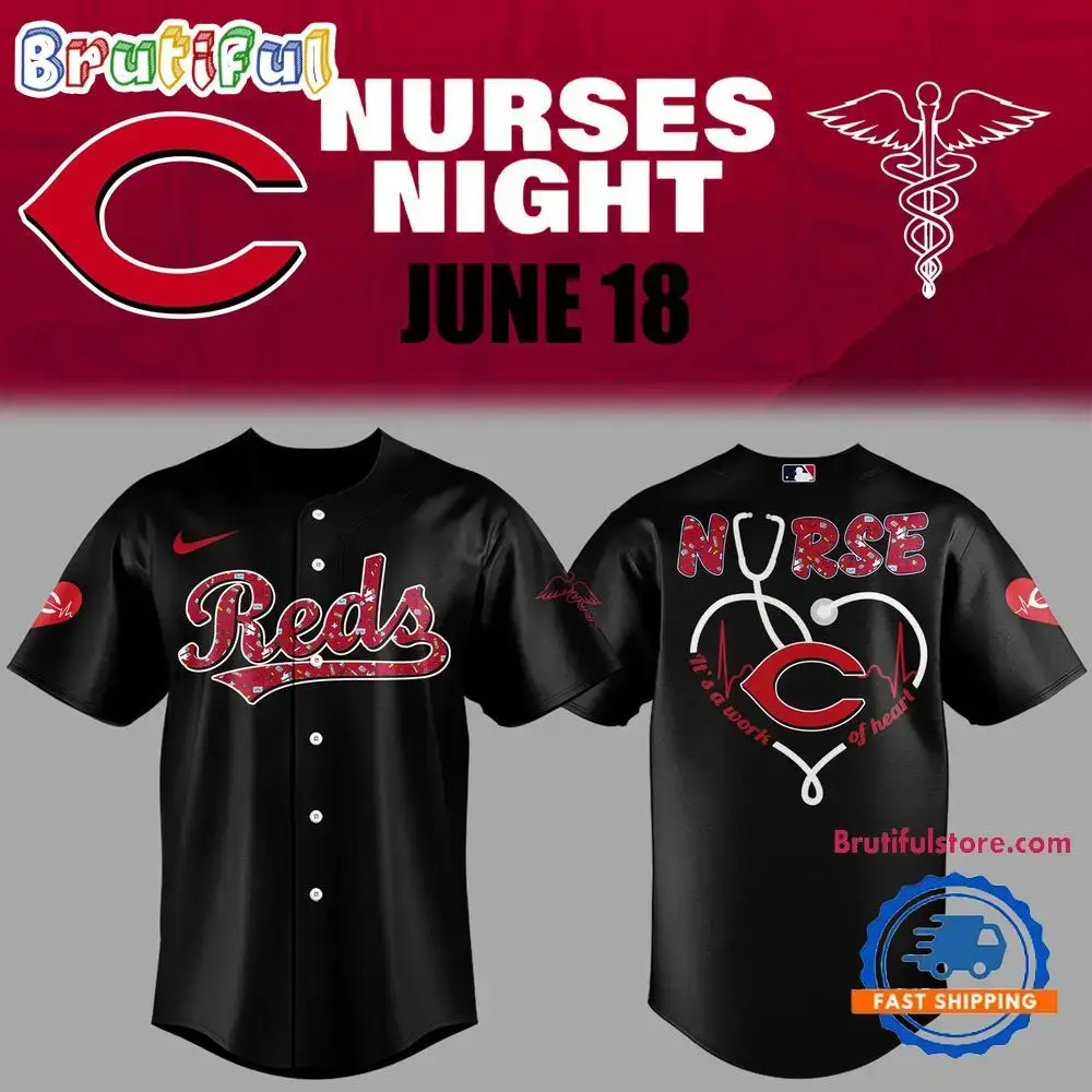 Cincinnati Reds NURSES NIGHT 2025 Black Jersey Shirt Image