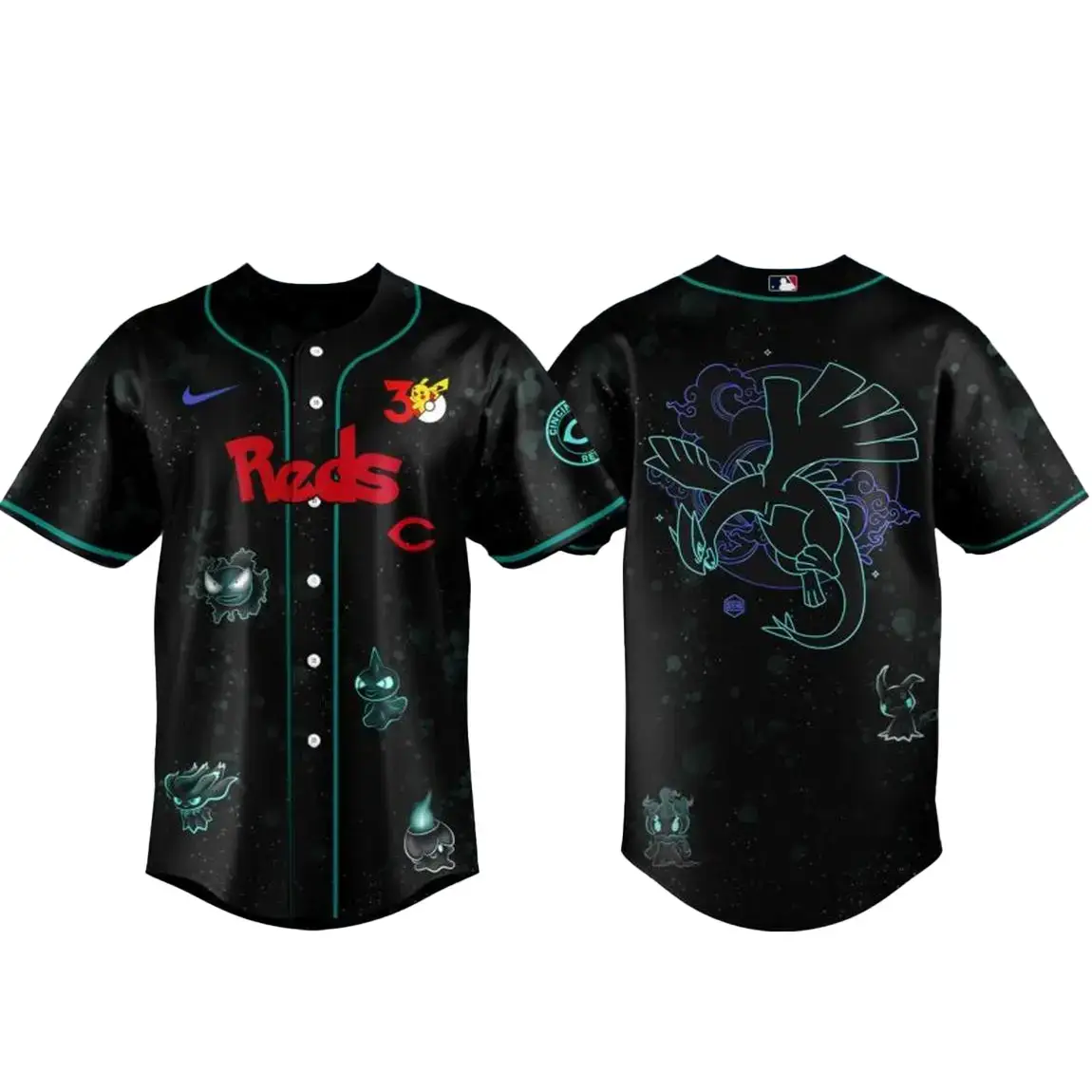 Cincinnati Reds Pokemon 30th Anniversary 1996-2026 Baseball Jersey Image