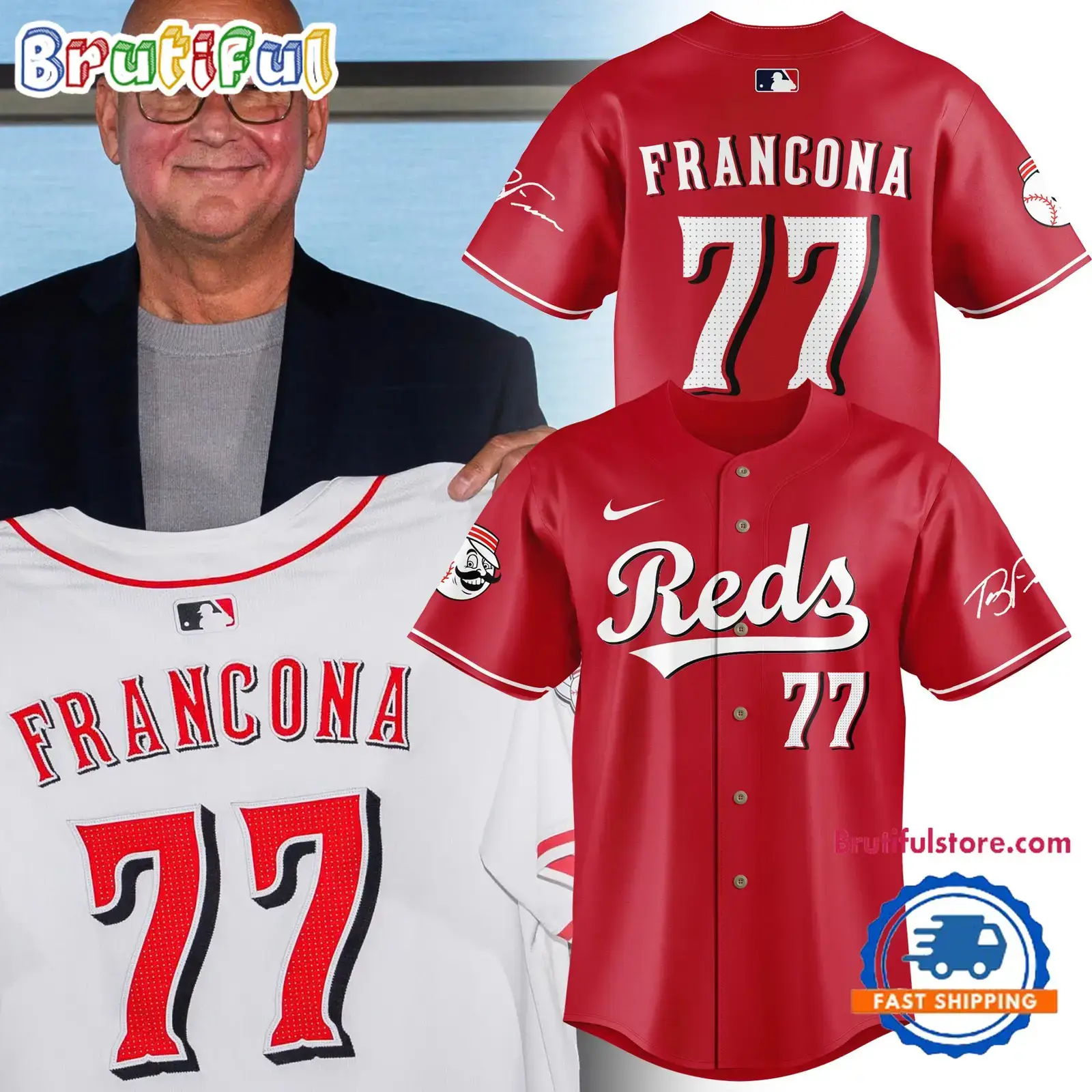 Cincinnati Reds Special Edition Terry Francona Signature Baseball Jersey Image