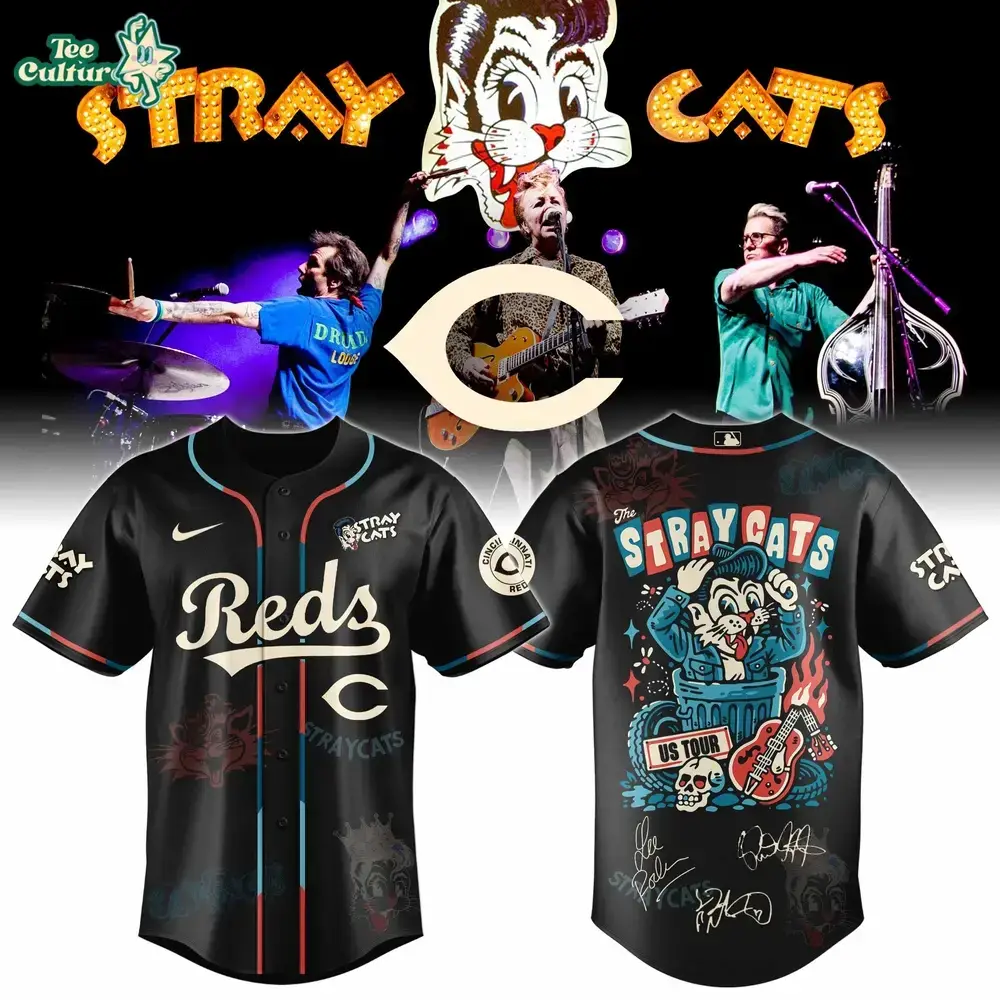 Cincinnati Reds Stray Cats 2026 US Tour Inspired Baseball Jersey Image