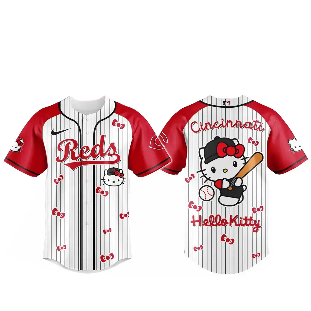 Cincinnati Reds x Hello Kitty 2026 And Sanrio World Baseball Jersey Image