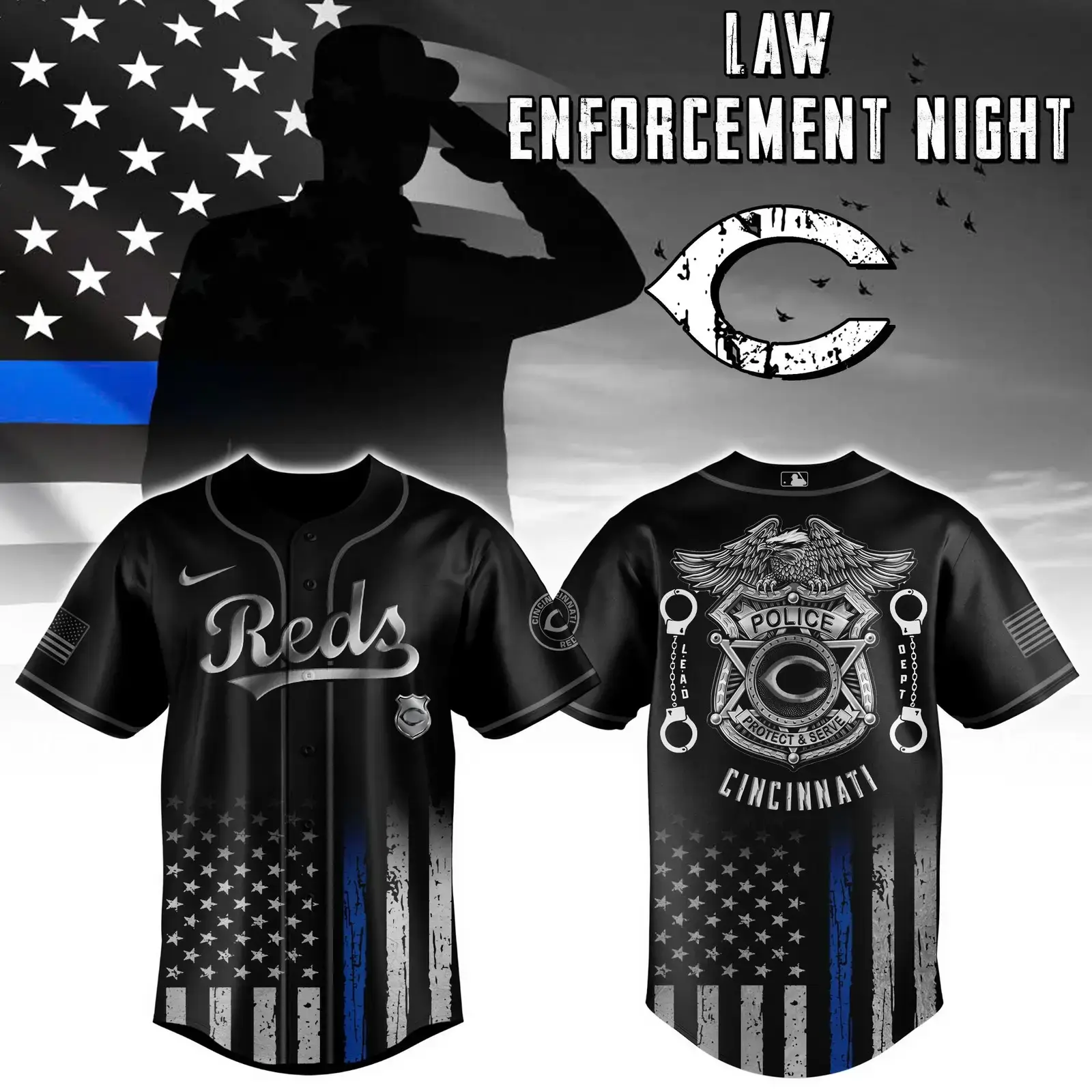 Cincinnati Reds x Law Enforcement Night Edition Jersey 2025 Image