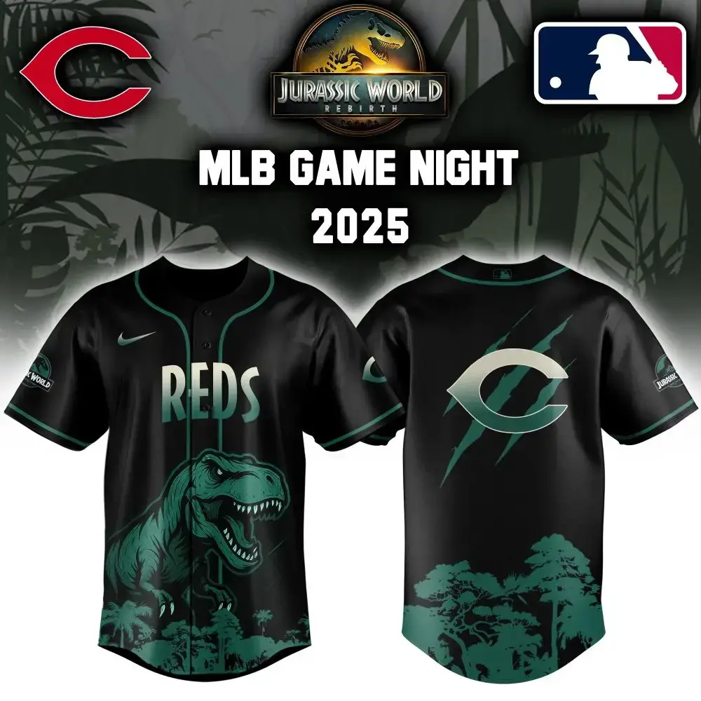 Cincinnati Reds X Mlb Jurassic World Baseball Jersey Image