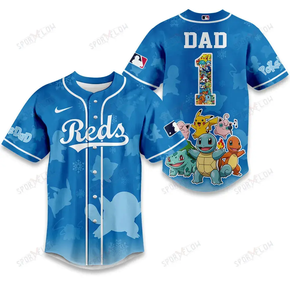 Cincinnati Reds X Pokemon Ultimate Dad Edition Baseball Jersey Image
