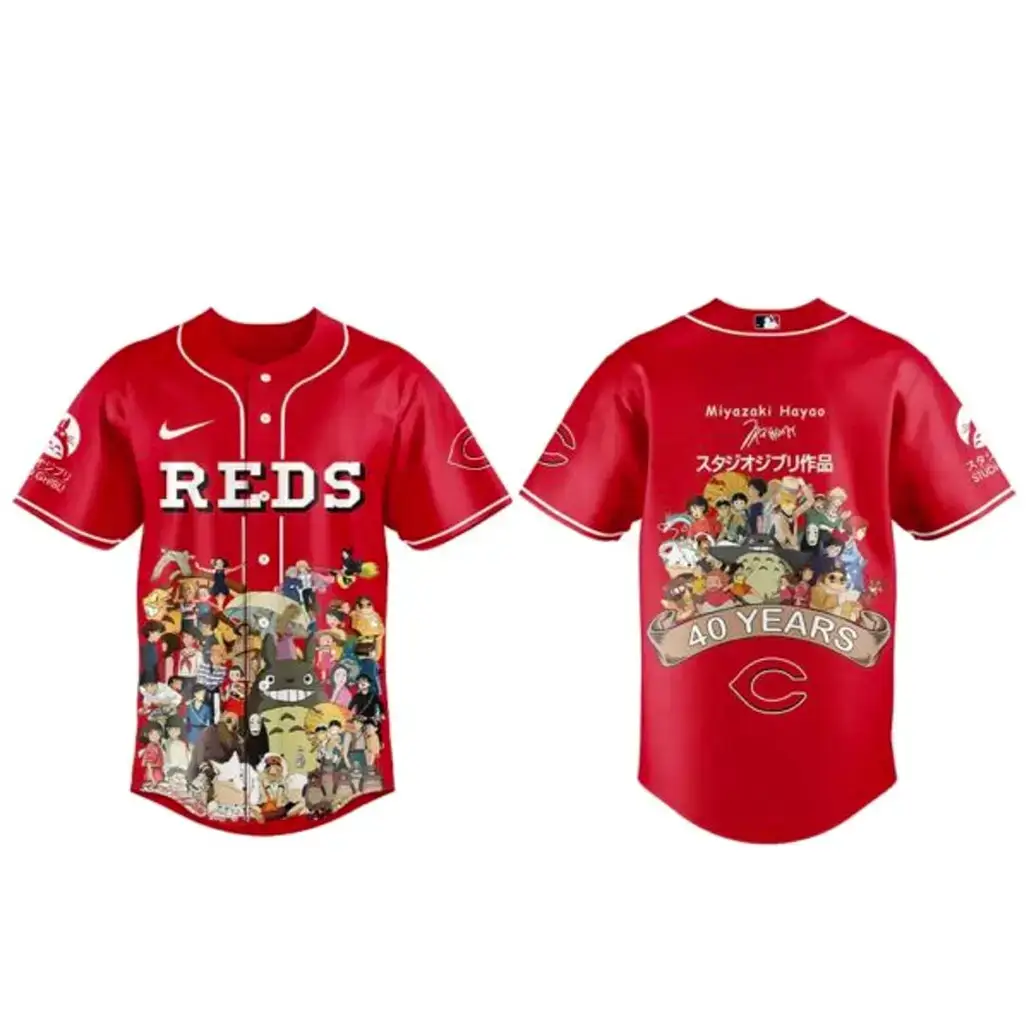 Cincinnati Reds x Studio Ghibli 40th Anniversary Baseball Jersey Image