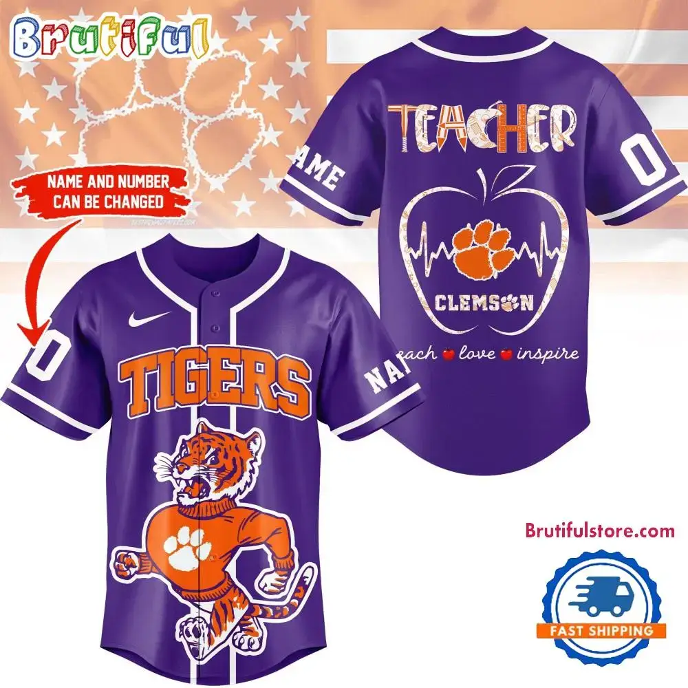 Clemson Tigers Mascot Teacher Appreciation Month Baseball Jersey Image