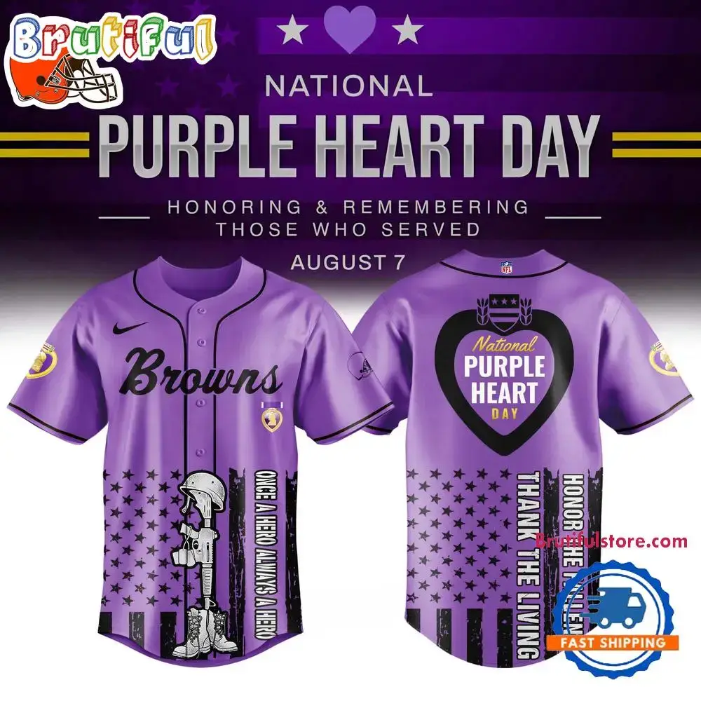 Cleveland Browns Purple Heart Day Limited Edition Baseball Jersey Image