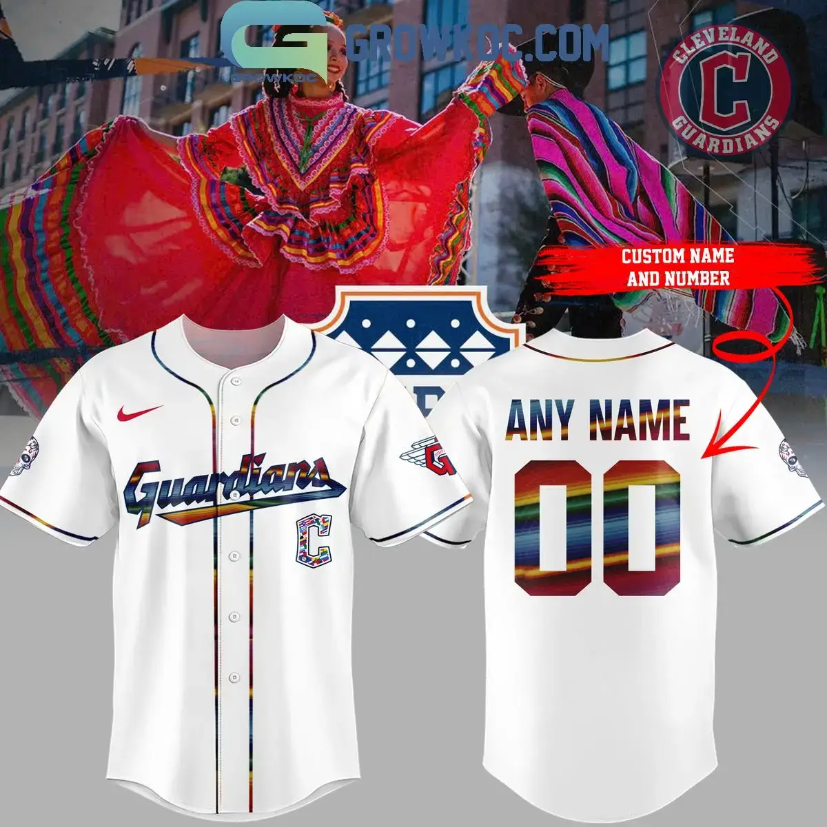 Cleveland Guardians Baseball 2024 Hispanic Heritage Month Personalized Baseball Jersey Image
