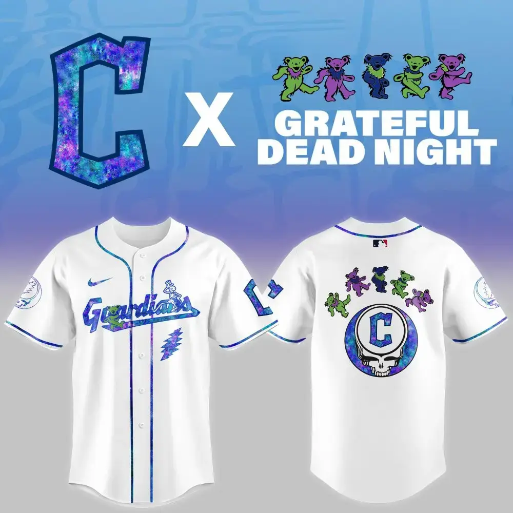 Cleveland Guardians Mlb X Grateful Dead Theme Night Game Baseball Jersey Image